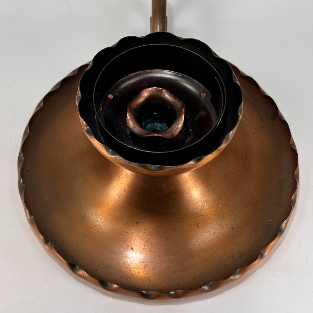 Vtg Gregorian Copper Drip Tray Table Chamber Candlestick Candle Holder Handle - Picture 5 of 15